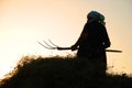 Woman making hay