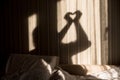 Woman making heart shadow with her hands on the wall. World mental health day, hope and love. Valentines 14 February Royalty Free Stock Photo