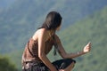 Woman making of hitch-hiking Royalty Free Stock Photo