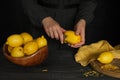 Woman making lemon zest