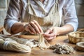 Woman Making Linen Floss Royalty Free Stock Photo