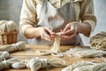 Woman Making Linen Floss Royalty Free Stock Photo