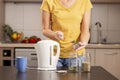 Woman making a mint leaves tea Royalty Free Stock Photo