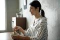 Woman making oriental green tea Japanese ceremony Royalty Free Stock Photo