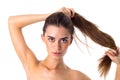 Woman making ponytail Royalty Free Stock Photo