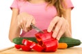 Woman making salad