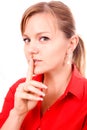 Woman Making Silence Gesture Royalty Free Stock Photo