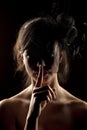 woman making silence gesture Royalty Free Stock Photo