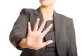 Woman making a stop sign with her hand Royalty Free Stock Photo