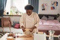 Woman making toasts for breakfast