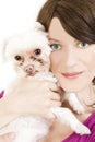 Woman with maltese dog
