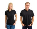 Woman and man in black polo shirts Royalty Free Stock Photo