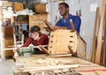 Restoration wooden chair in studio