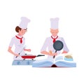 woman and man chef cooking Royalty Free Stock Photo