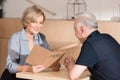 Woman and man choosing food from menu Royalty Free Stock Photo