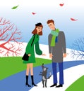 Woman and man with dog Royalty Free Stock Photo