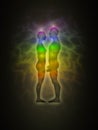 Woman and man energy body, aura, chakras, energy, Royalty Free Stock Photo