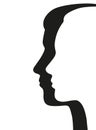 Woman and man face silhouette. Young attractive modern female and male profile sign logo