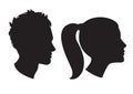 Woman and man head silhouette Royalty Free Stock Photo