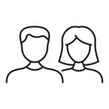 Woman and Man Line Icon. Couple of Female and Male Linear Pictogram. Human Gender Portrait Outline Icon. Business Staff