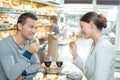 Woman and man during lunchtime