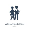 woman and man partners icon in trendy design style. woman and man partners icon isolated on white background. woman and man Royalty Free Stock Photo