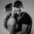 Woman and man in passionate embrace Royalty Free Stock Photo