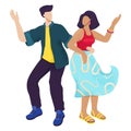 Woman and man passionate latin dance, character female together with male people dancing flat vector illustration Royalty Free Stock Photo