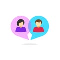 Woman man relationship vector concept, chatting logotype, love relation communication