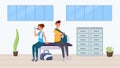 Rest after exercise in gym flat illustration Royalty Free Stock Photo