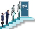 Woman man and robot competing for jobs Royalty Free Stock Photo