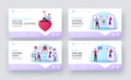 Woman and Man Searching Love Partner on Dating Site Landing Page Template Set. Virtual Relations, Characters Chat Online