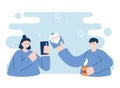 Woman and man with smartphone and envelope vector design