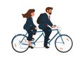 Woman and man team on tandem bycicle