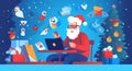 laptop happy holiday christmas character santa home communication house family. Generative AI.