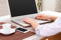 Woman manager, girl working at the computer in the office Royalty Free Stock Photo