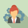 Woman managing skills icon, flat style