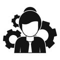 Woman managing skills icon, simple style