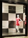 woman mannequin in fashion shop window