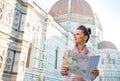 Woman with map in florence, italy Royalty Free Stock Photo