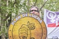 Woman marching during the 8M women strike in Buenos Aires, Argentina