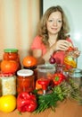 Woman with marinated vegetables