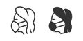 Woman in mask icon in two versions in simple design. Vector illustration Royalty Free Stock Photo