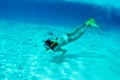 Woman with mask snorkeling