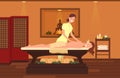 Woman at massage therapist cabinet. Beauty salon