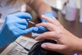 Woman master manicure. Girl does manicure in a beauty salon