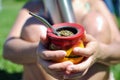 Woman with mate drink Royalty Free Stock Photo