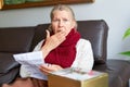 Woman Mature Taking Medicine. Woman Holding Blister Pack With Pills In Hand And Reading Medical Instructions. Royalty Free Stock Photo