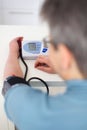 Woman measured her blood pressure