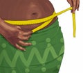 Woman measuring her belly